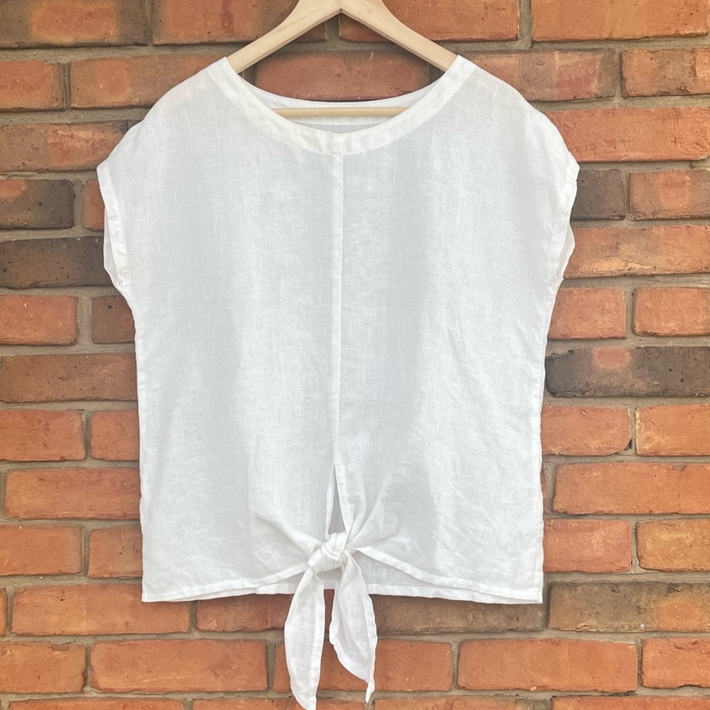 FELICIA Linen Tie-Front Women's Top Sz M
